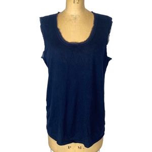 Adrienne Vittadini Collection Navy Blue Silk Edge Sleeveless Knit Top Size 1X